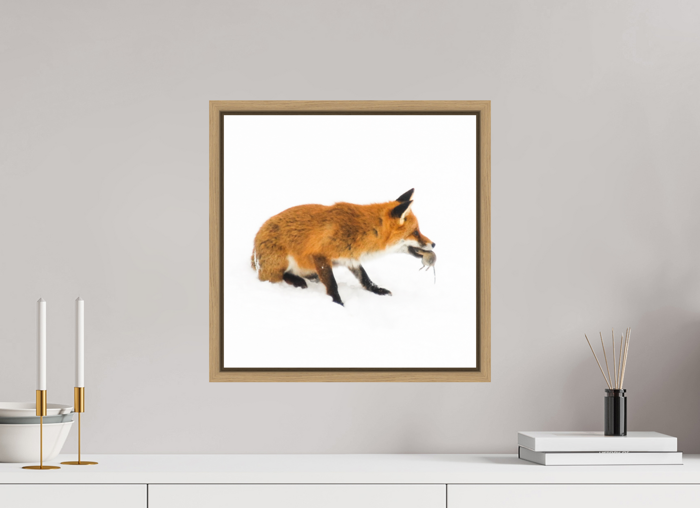 40 x 40 cm, Floater Frame Natural Oak Smart Fox 12