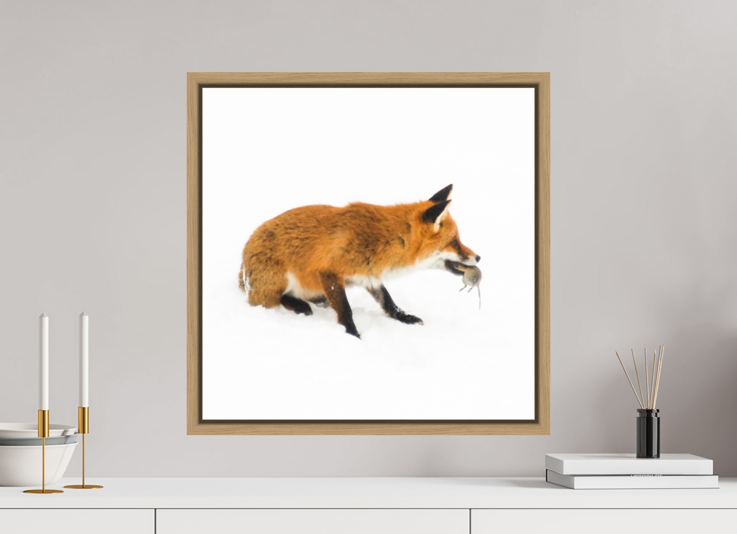 50 x 50 cm, Floater Frame Natural Oak Smart Fox 12