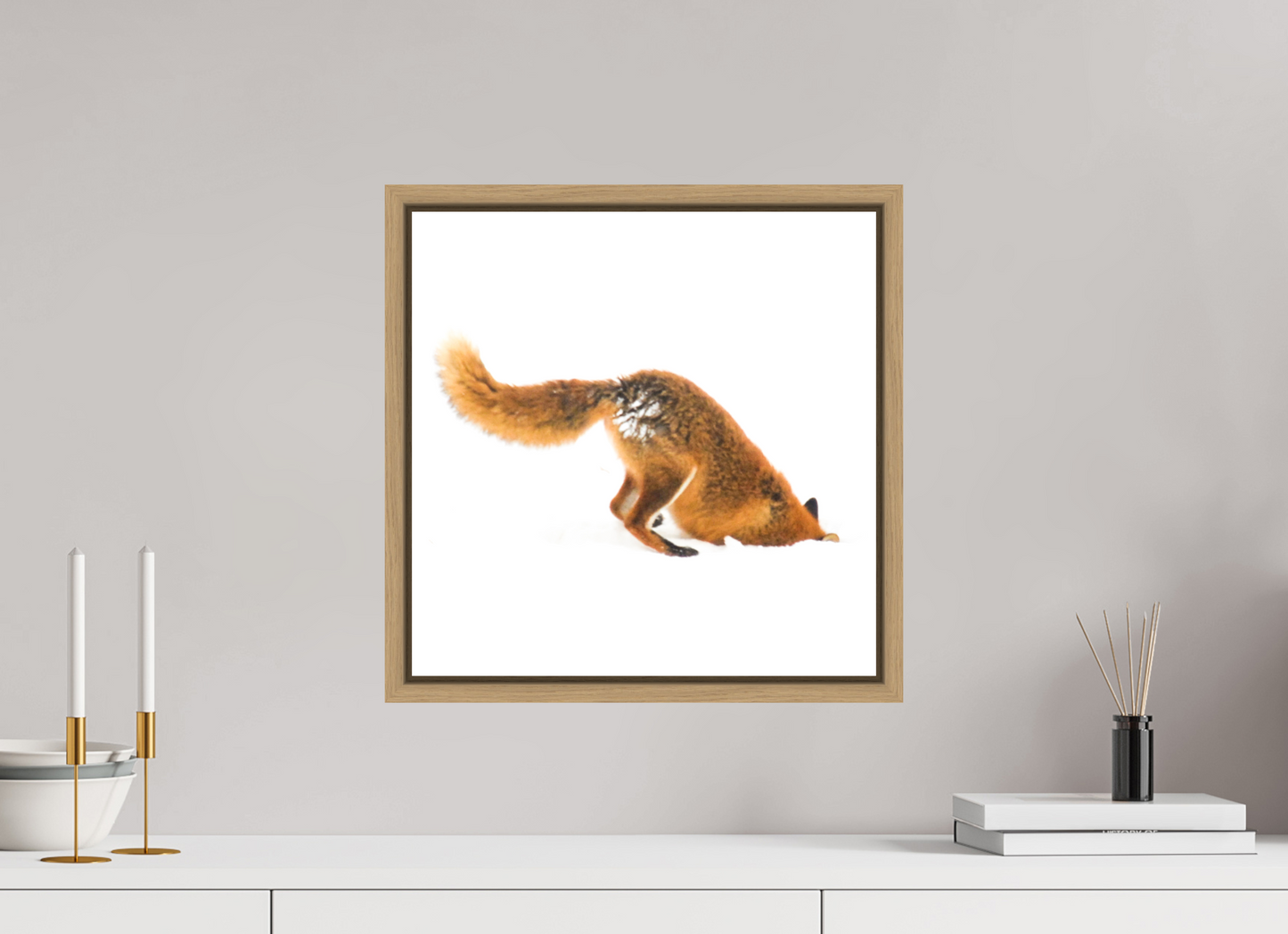40 x 40 cm, Floater Frame Natural Oak Smart Fox No. 010