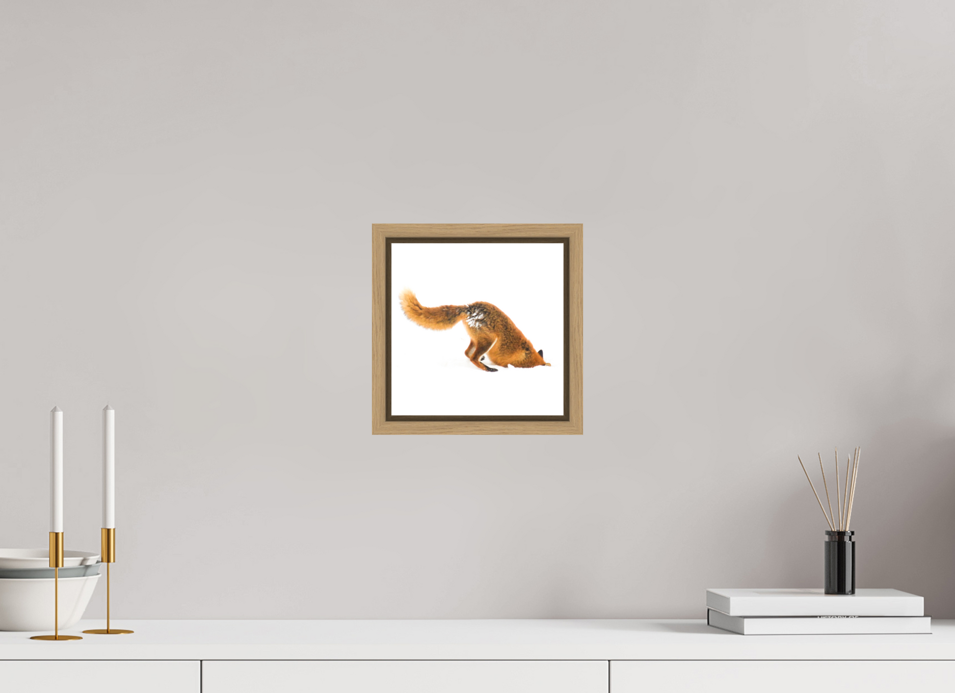 20 x 20 cm, Floater Frame Natural Oak Smart Fox No. 010