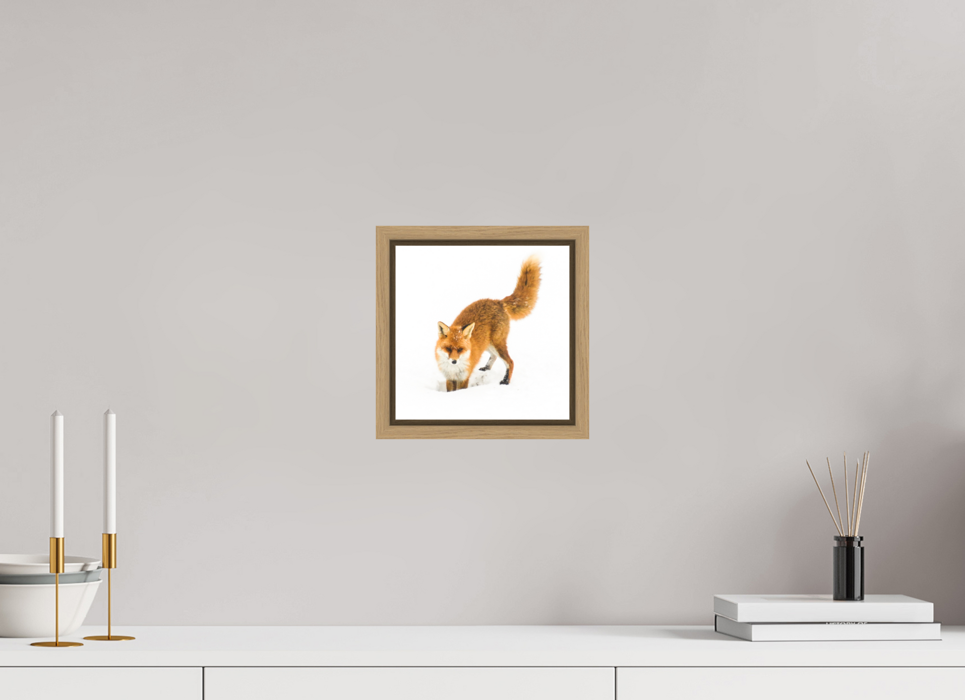 20 x 20 cm, Floater Frame Natural Oak Smart Fox No. 007